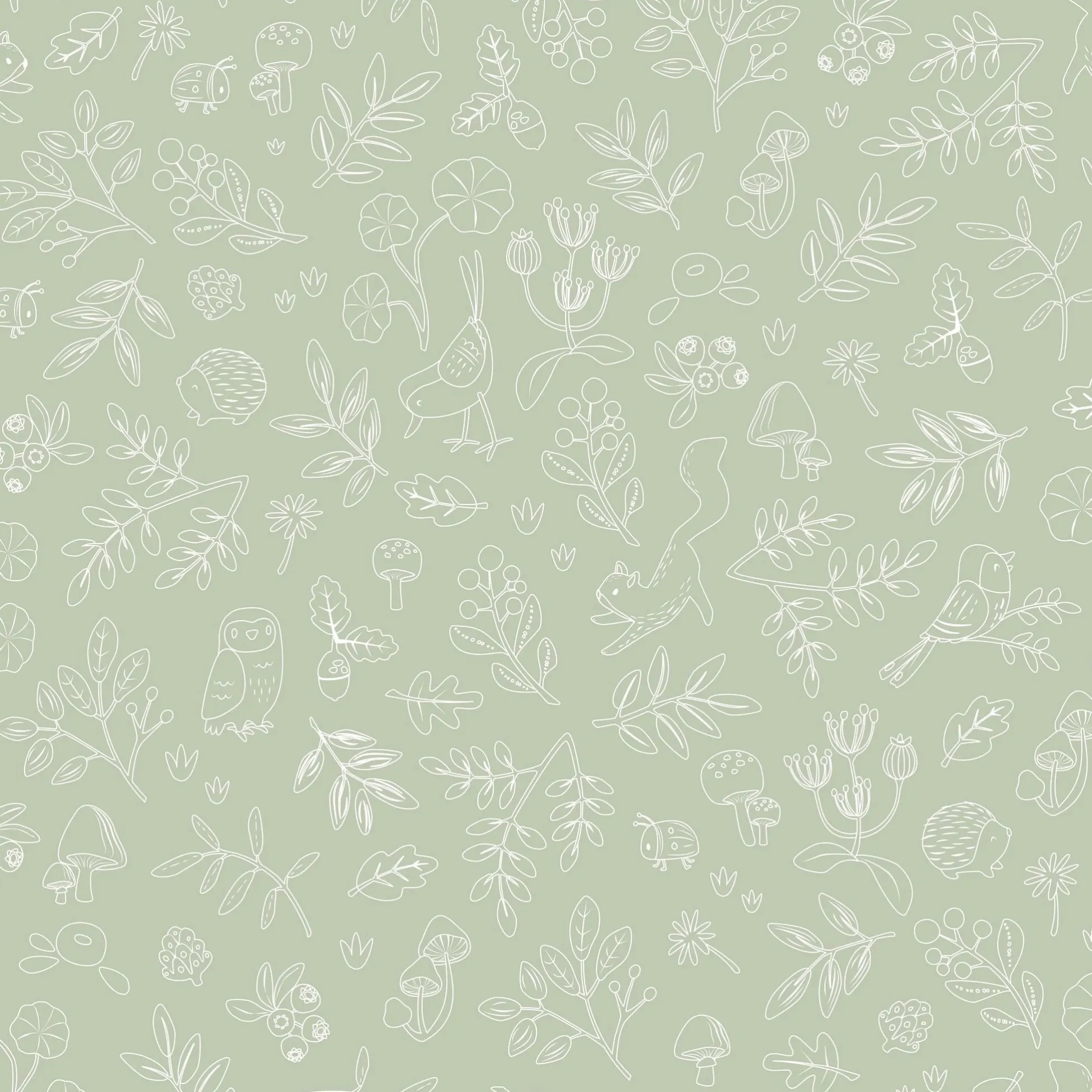 Behangstaal vliesbehang – Groen – Forest Friends – Forest Wonder