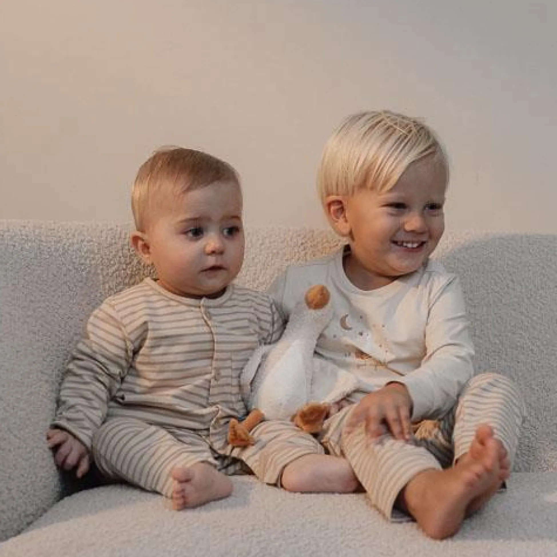 Eendelige pyjama - Zand - Gestreept