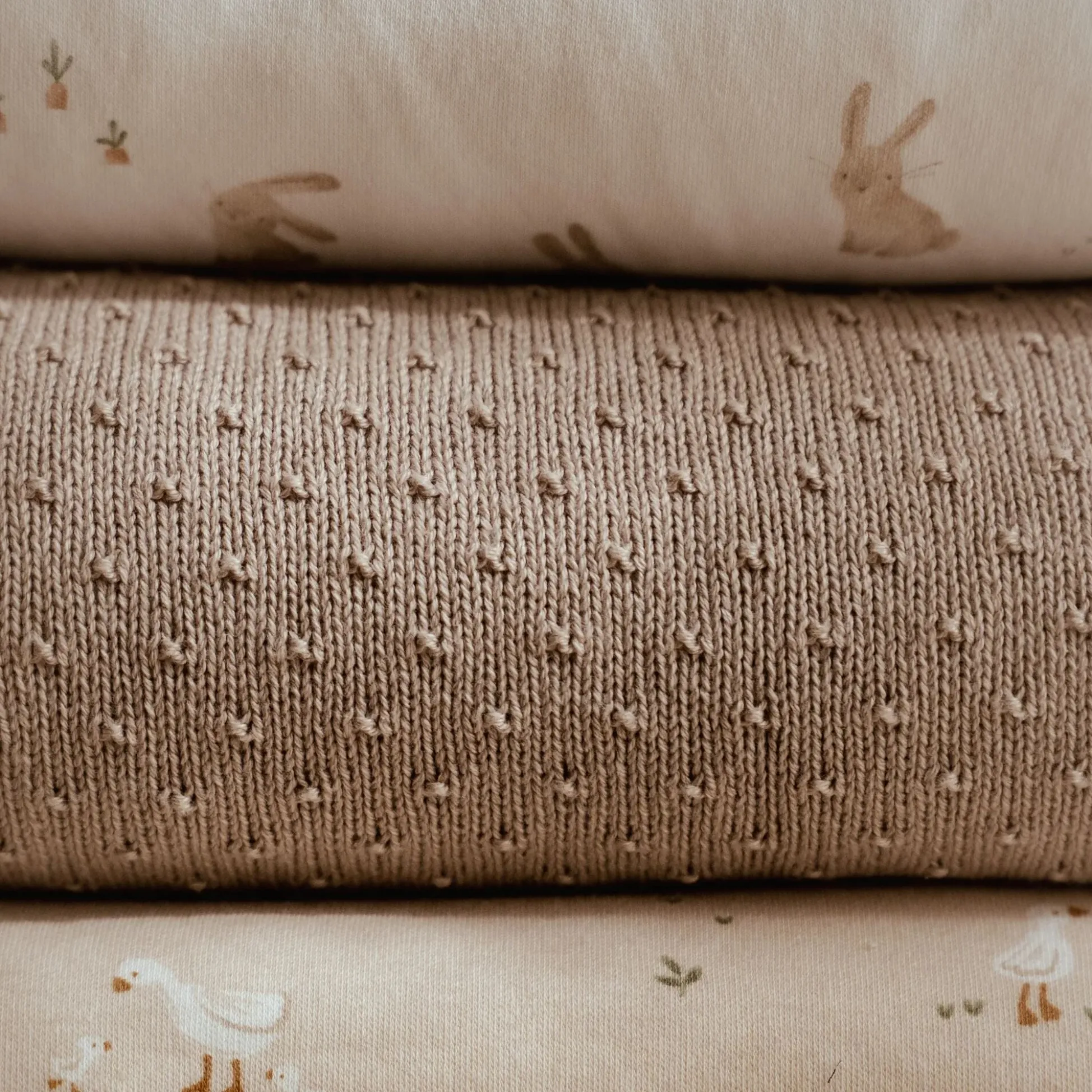 Gebreid wiegdeken - fleece - Beige - Essentials
