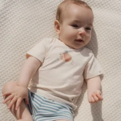 Gestreepte korte broek - Blauw