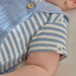 Gestreepte romper korte mouw - Blauw