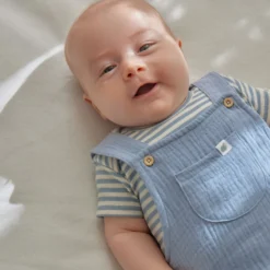Gestreepte romper korte mouw - Blauw