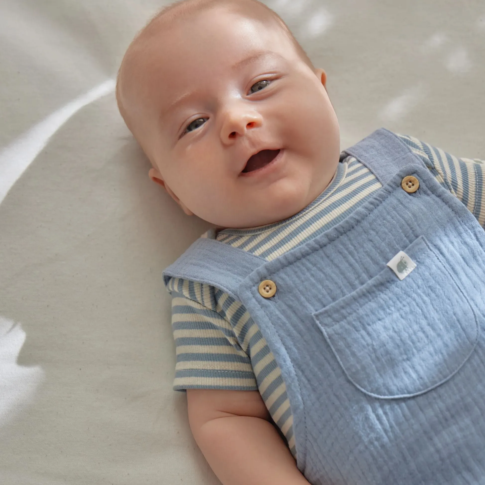 Gestreepte romper korte mouw - Blauw