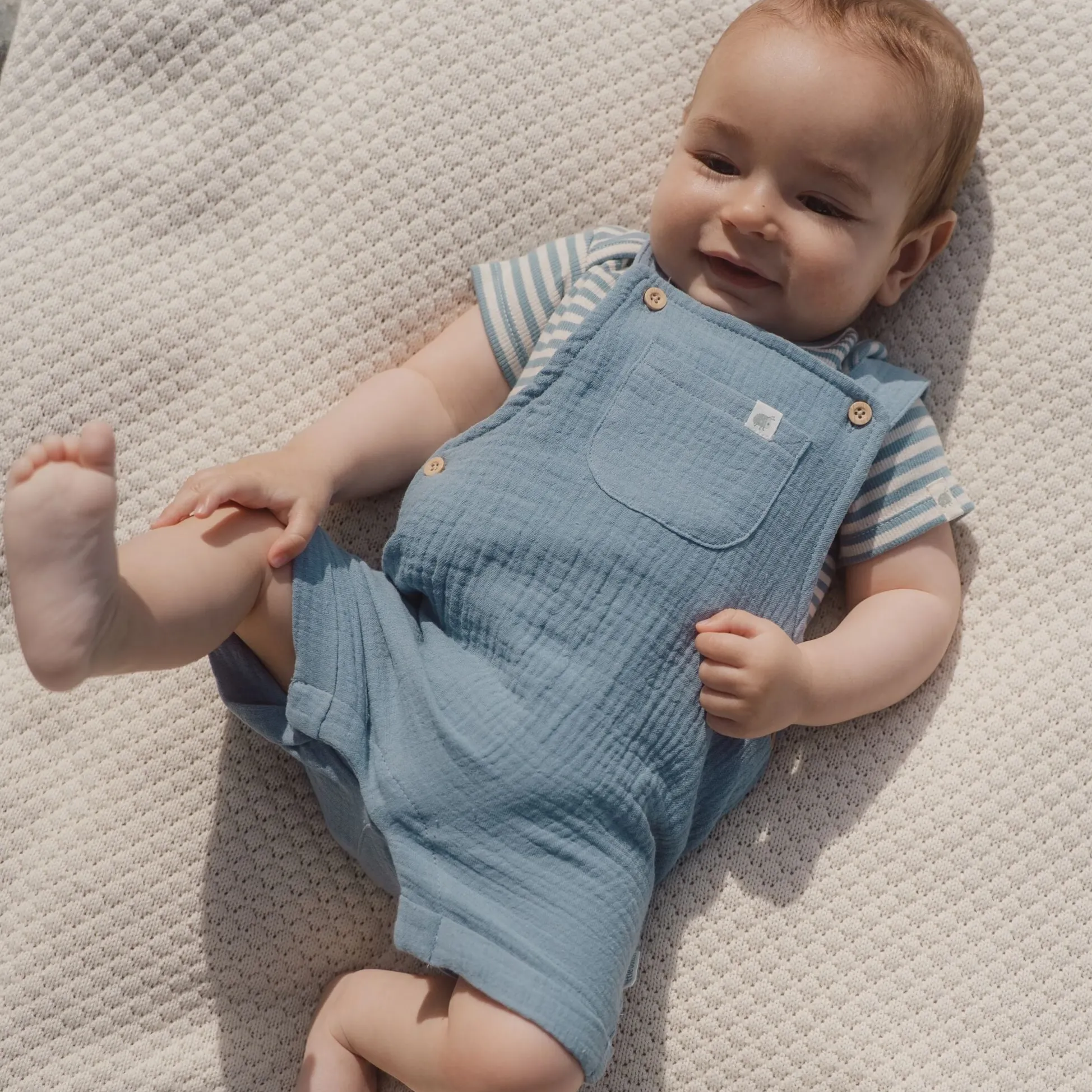 Gestreepte romper korte mouw - Blauw