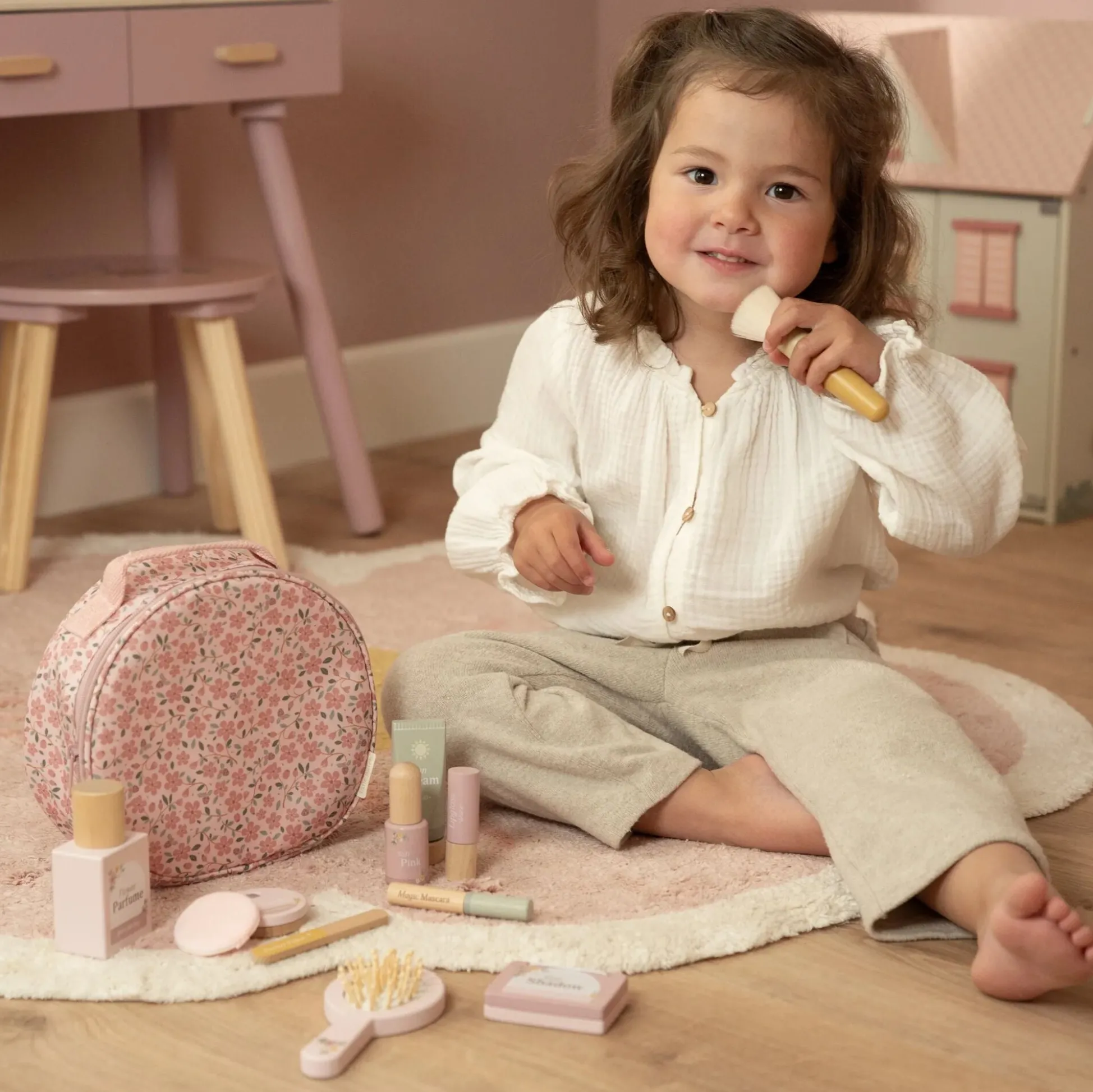 Houten make-up set - Roze