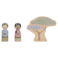 Houten safari auto met dieren - Groen