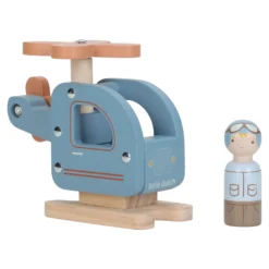 Houten speelgoed helikopter - Blauw