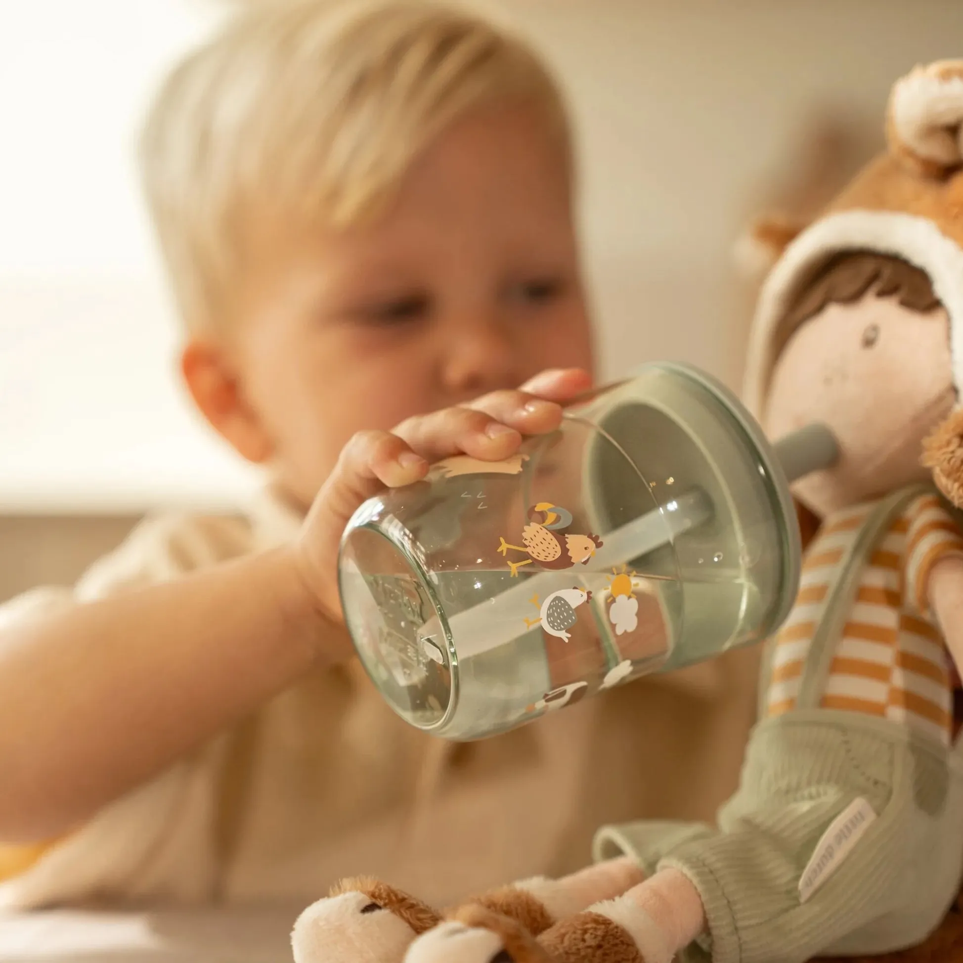 Kinderglas 250 ml Met Rietje Little Farm