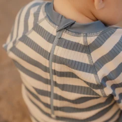 Zwempak korte mouw - Blauw - Ocean Blue Stripes